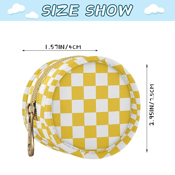Checkered Plaid Pineapple Yellow Print Pacifier Holder Case with Metal Clip Portable Pacifier Holder Case for Baby Girls