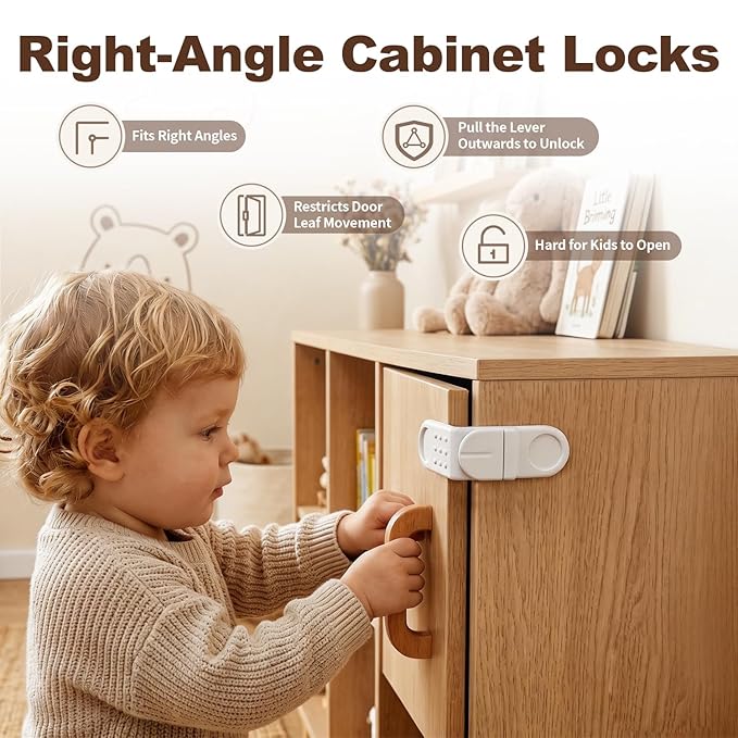 Baby Proofing Kit for Child, 45 Pack Child Safety Pack – Cabinet & Drawer Locks, No Drill Corner Guards, Outlet Covers, Universal Safety Straps, U-Shaped Locks, Door Stopper for Toddlers Safe