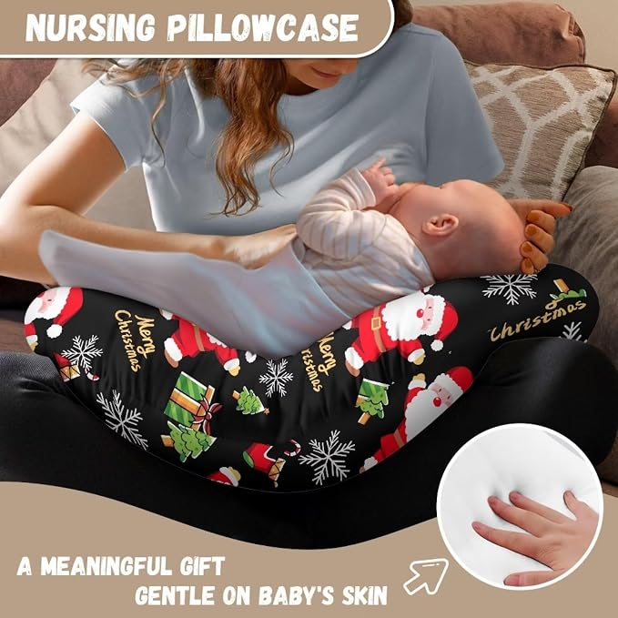 YEXIATODO Merry Christmas Santa Nursing Pillow Cover Breastfeeding Nursing Pillow Slipcovers Super Soft,for Breastfeeding Moms