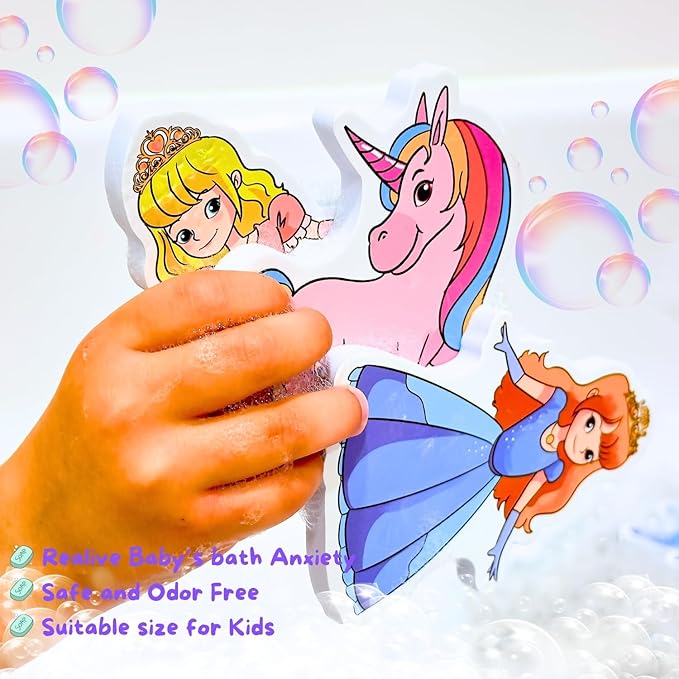 Foam Bath Toys with Storage Bag | Baby Bath Stickers | Shower Toys | Bathtub Toys | Bath Wall Toy | Princess Fairy Tail Foam