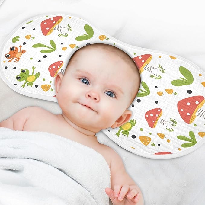vvfelixl Muslin Burp Cloths Frog Mushroom Cartoon Baby Washcloths for Baby Girl Boys 2 Pack