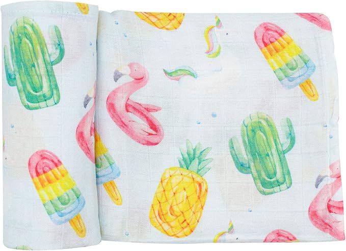 immispace - Ultra Soft Swaddle Blanket | Muslin Blankets for Girls & Boys | Newborns & Infants Gifts | 30% Organic Cotton + 70% Rayon | Large 47" x 47" | Machine Washable (Floaties)