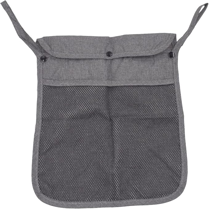 Alovexiong Baby Stroller Organizer Pocket-for bottles Nappy Baby Cloth Diaper Storage Secure Straps Detachable Webbing Easily Crab Strollers with Two Storage Pockets Front Mesh(Grey)
