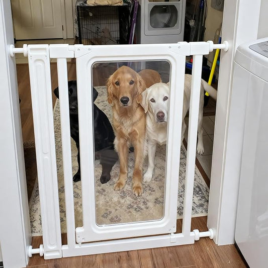 Auto Close Baby Gate for Stairs and Doorways, Pressure Mounted Pet Gate for Dogs, Extra Wide & Tall Child Safety Gate with Walk Through Door for House, No Drill Adjustable Indoor Barrier
