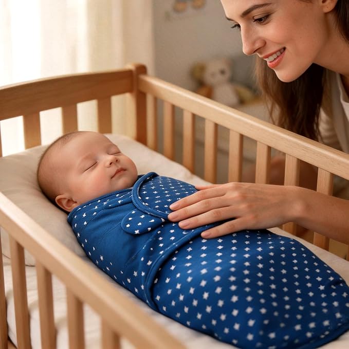 Bubble bear 3 Pack Baby Swaddle 3-6 Months - Infant Adjustable Newborn Swaddles Blanket Baby Girl Boy, Swaddling Wrap Blanket Sleep Sack for Newborn-Blue