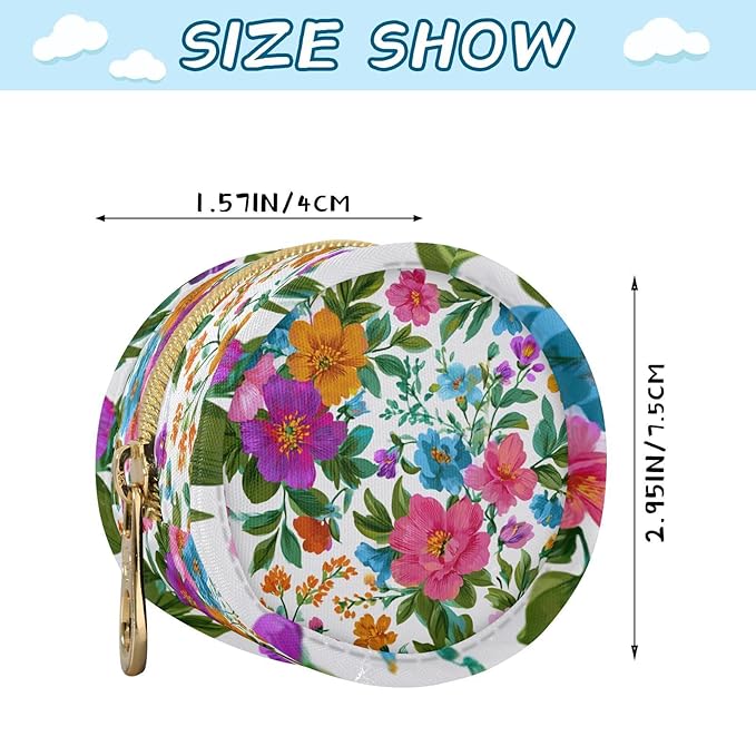 Pacifier Holder with Clip Pacifier Case for Diaper Bag Round Baby Pacifier Pouch Box Bag Portable Colorful Flowers in Spring