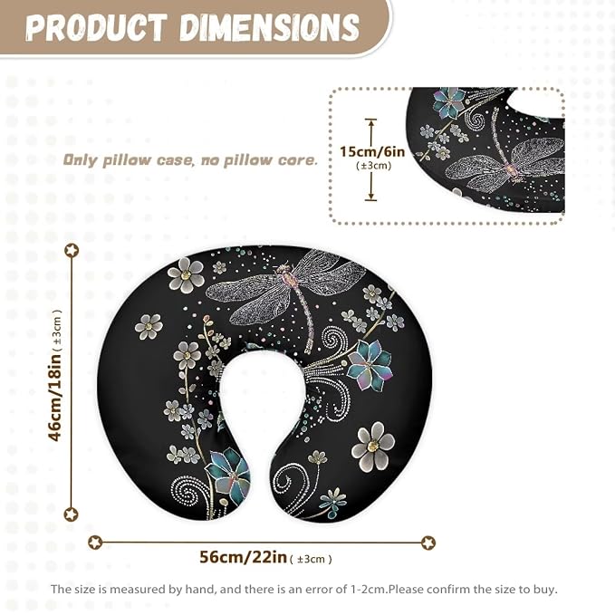 Dragonfly Floral Nursing Pillow Cover, Removable Nursing Covers for Breastfeeding Pillows Ultra Soft Comfortable Slipcover for Baby Boy and Girls