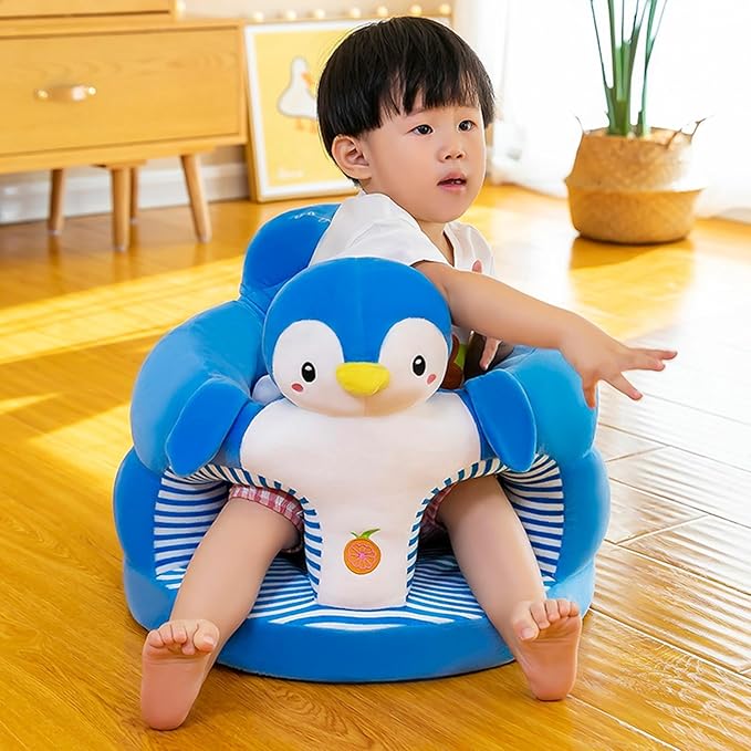 Baby Sit Up Chair with Cartoon Animals Plush Sofa - Toddler Learn to Sit Up - Washable Cover for Back & Head Support - Sitting Infant Seat
