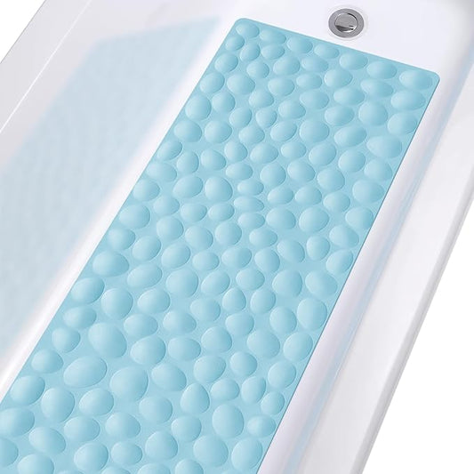 Non-Slip Bathtub Mat OTHWAY Soft Rubber Bathroom Bathmat with Strong Suction Cups (Lake Blue, 16x40 inch)