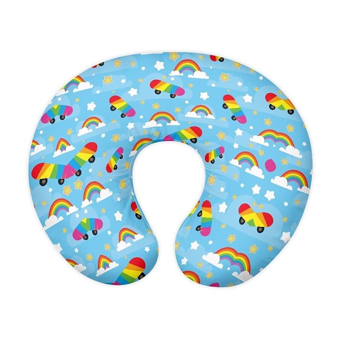 Breastfeeding Pillowcase Skateboard and Rainbow Pattern Polyester Stretch Ideal for Breastfeeding and Bottle Feeding Removable (Pillowcase Only)