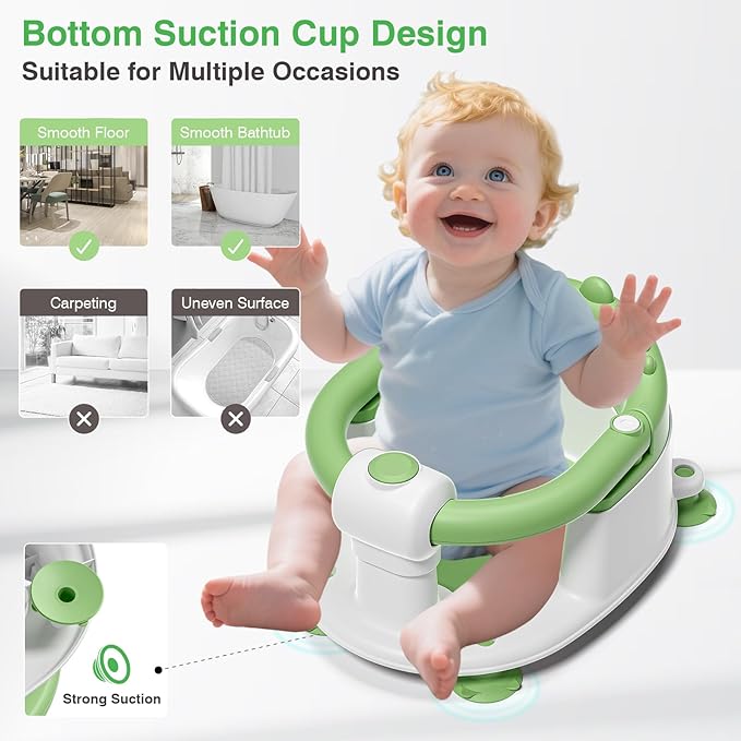 Baby Bath Seat for Babies 5 Months & Up - Non-Slip Bath Seat for Sitting Up, Soft Cushion & Compact Design, Toddler Bathtub Seat