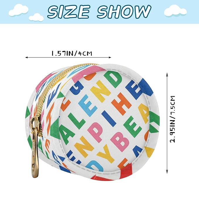 Pacifier Holder with Clip Pacifier Case for Diaper Bag Round Baby Pacifier Pouch Box Bag Portable Cute English Alphabet
