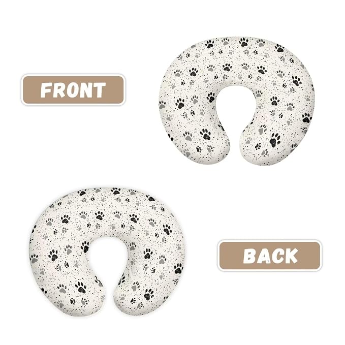 Dog Paws Print Nursing Pillow Cover Durable Breathable Breastfeeding Pillow Replacement Slipcover with Hidden Zipper for Home Living Room Decor