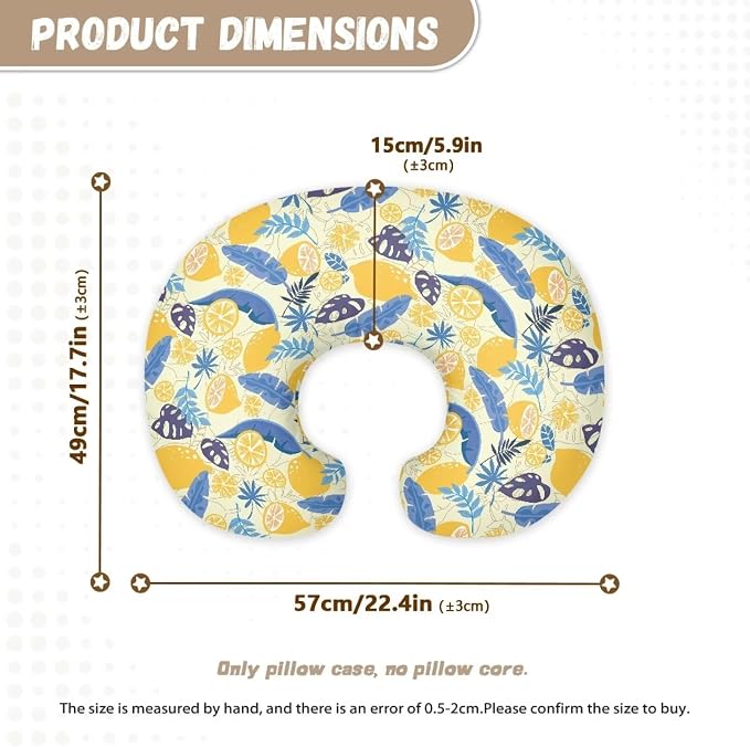 Lemon Nursing Pillow Cases 1 Pack for Breastfeeding Pillow Nursing Covers Pillow Slipcover Pillowcase Soft Fabric Fits Snug On Infant Feeding Cushion Cover Pillow Not Included