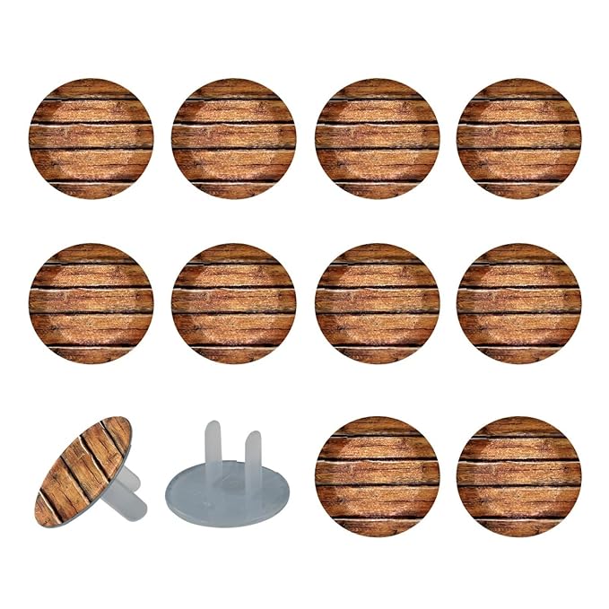 Brown Wooden Outlet Plug Covers Child Proof Electrical Outlets Protector - Wall Socket Protector for Baby Kids- Electrical Insulation