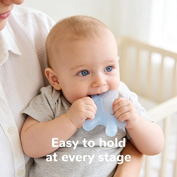 HECCEI Baby Teether Toy, Soft Food?‘Grade Silicone Teether, Soft Infant Teether Chew Toy, BPA Free, Multi-Texture Design Teether (Mint Haze)