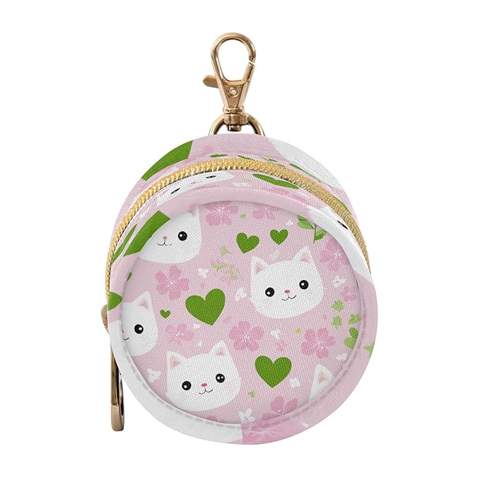 Pacifier Holder with Clip Pacifier Case for Diaper Bag Round Baby Pacifier Pouch Box Bag Portable Pink Cute Sakura Cat Faces Hearts