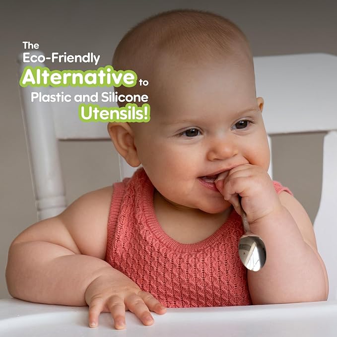 Kleynimals Safari Friends Made in USA Baby Flatware ??100% Stainless Steel Baby Forks and Spoons, Non-Toxic, BPA-Free, Eco-Friendly, Dishwasher Safe ??Safe Utensils for Babies & Toddlers