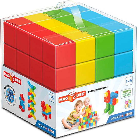 Geomag Magnetic Toys | Toddler Magnets | STEM-endorsed Educational Building Cube Set for Creativity & Early Learning Fun | Swiss-Made | 64 Pieces |Ages 1-5