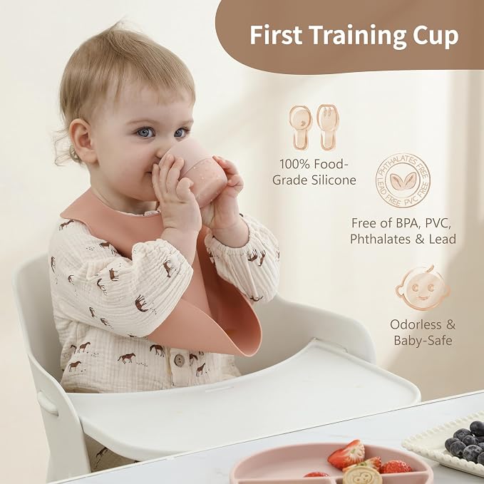Moonkie Baby Cups Set | Baby Open Cup + Silicone Straw Cup for Infants | Tiny Cup & Toddler Training Cup | 4-18 Months | BPA-Free