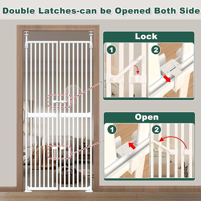 71" Extra Tall Cat Gate for Doorway,34"-37" Wide Pet Gate Pressure Mounted Walk Through Swing Auto Close Safety Dog Gates for Indoor, Stairs,Hallway