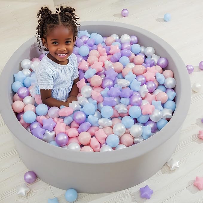 GOGOSO Ball Pit Balls for Toddlers Phthalate-Free BPA-Free Non-Toxic Crush Proof Soft Plastic Play Balls Baby Kids Shape Tent Pool Playhouse Playpen Party Decor, Pink Blue Purple White,100PCS