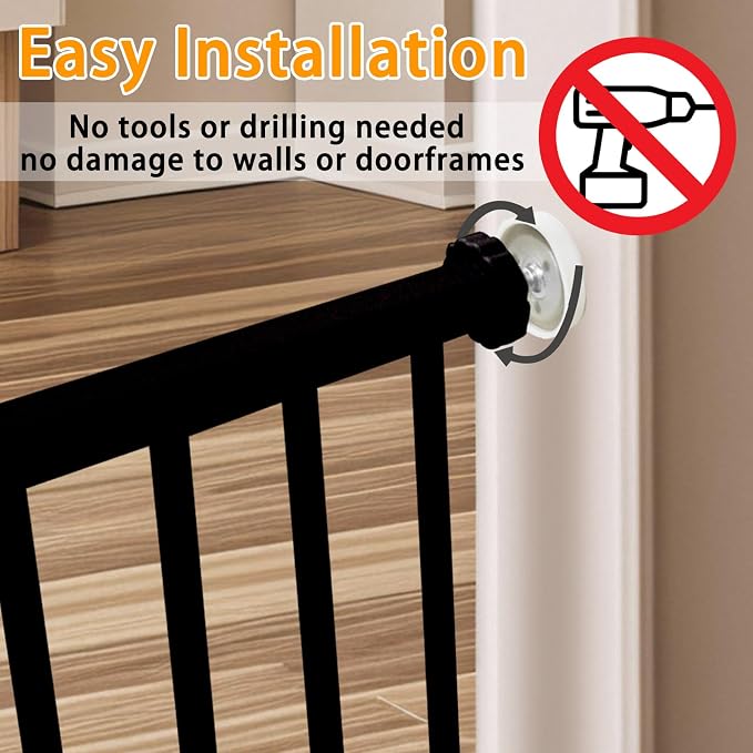 Dog Gate, SHYUJAJIE Adjustable Extra Wide Short Dog Gate,Small Pet Gate with 4 Extension Kits, Pressure Mounted for Doorways & Stairs (Black, 18-48" W*10" H)