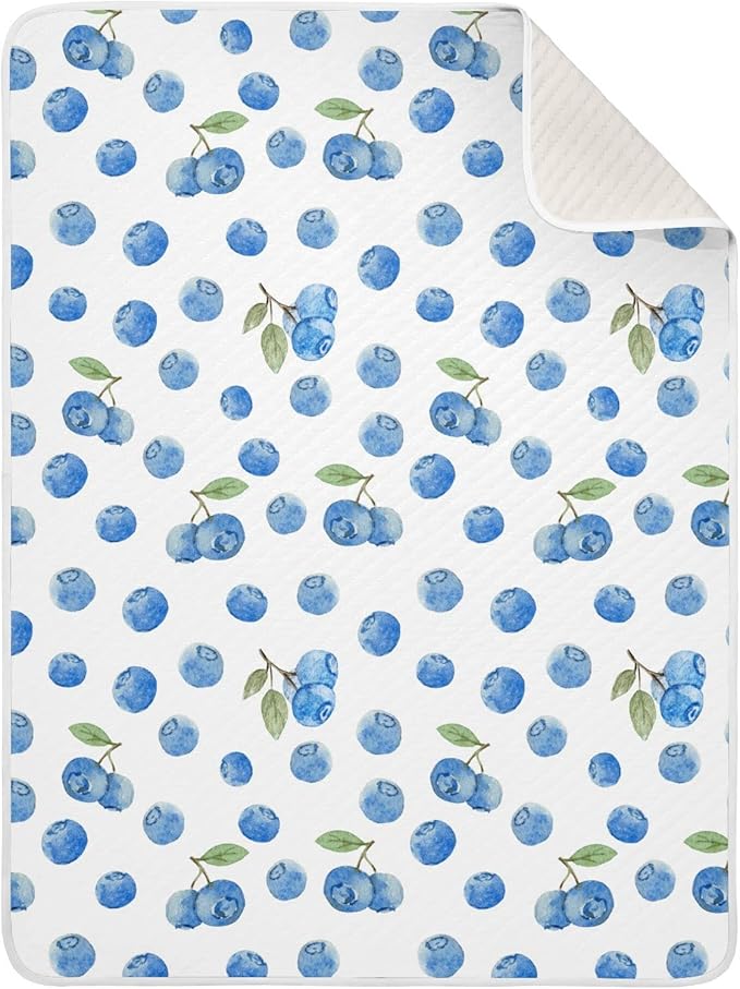 Ollabaky Watercolor Blueberry Baby Blanket for Boys Girls Cotton Throw Blanket Swaddle Blanket for Crib Stroller Nursery Receiving Blanket Infant Toddler Unisex 30"x40"