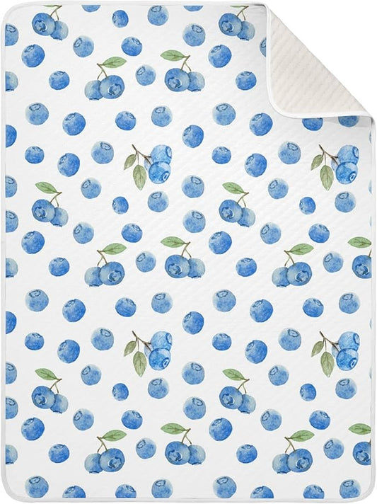 Ollabaky Watercolor Blueberry Baby Blanket for Boys Girls Cotton Throw Blanket Swaddle Blanket for Crib Stroller Nursery Receiving Blanket Infant Toddler Unisex 30"x40"