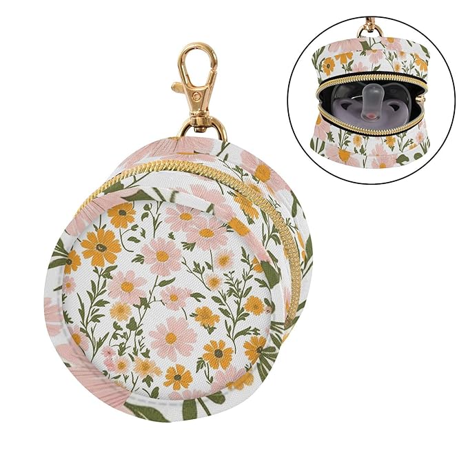 OTVEE Daisy Floral Flower Pacifier Case Cute Little Portable Pacifier Storage with TPU Lining