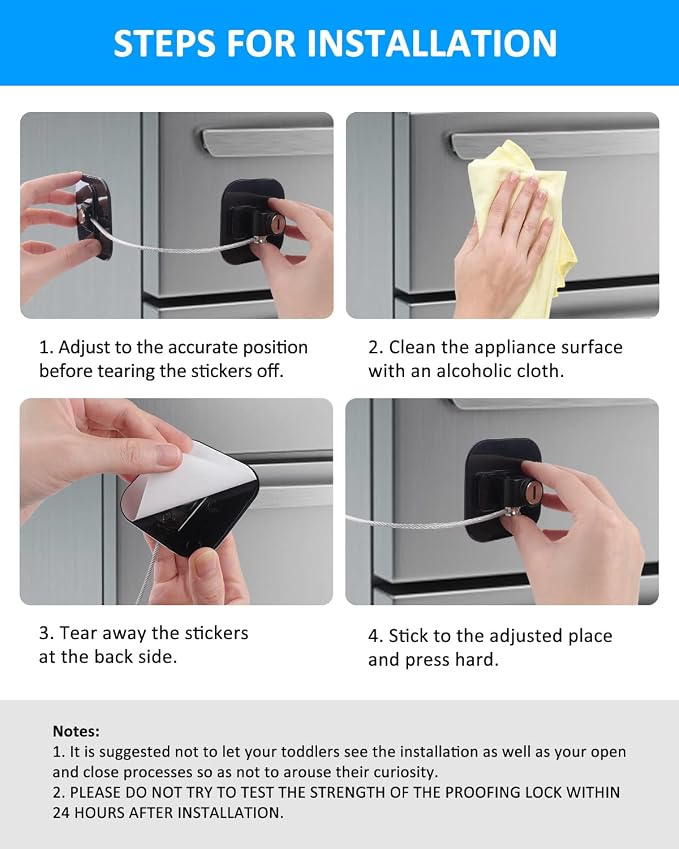 Refrigerator Lock, Cabinet Locks for Babies, 2 Pack DUOSI Child Safety Fridge Lock Cabinet Locks with Keys, Baby Proofing Safety Locks for Kitchen Cabinets and Drawers, Windows, Doors and More