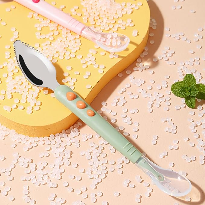 Double Head Silicone Food Spoon Portable Scraping Mud Spoon Led Weaning Supplies Workmanship Design Spoons