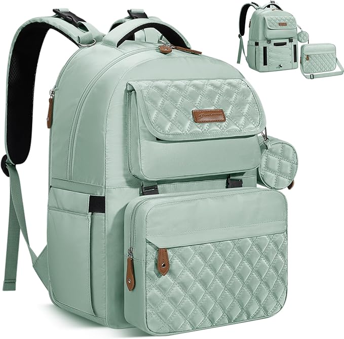 Diaper Bag Backpack,29L-45L Expandable Large Baby Bag for 2 Kids/Twins with Removable Cross Body Bottle Bag for Mom/Dad,Stylish Nappy Bag Gift for Boys/Girl-Mothers Day Gifts-Mint Green
