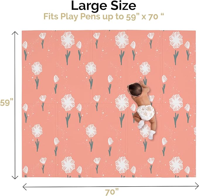 JumpOff Jo Foldable Foam Play Mat ??Large Waterproof Baby & Toddler Activity Floor Mat, Double-Sided 70 x 59 Inch Play Surface