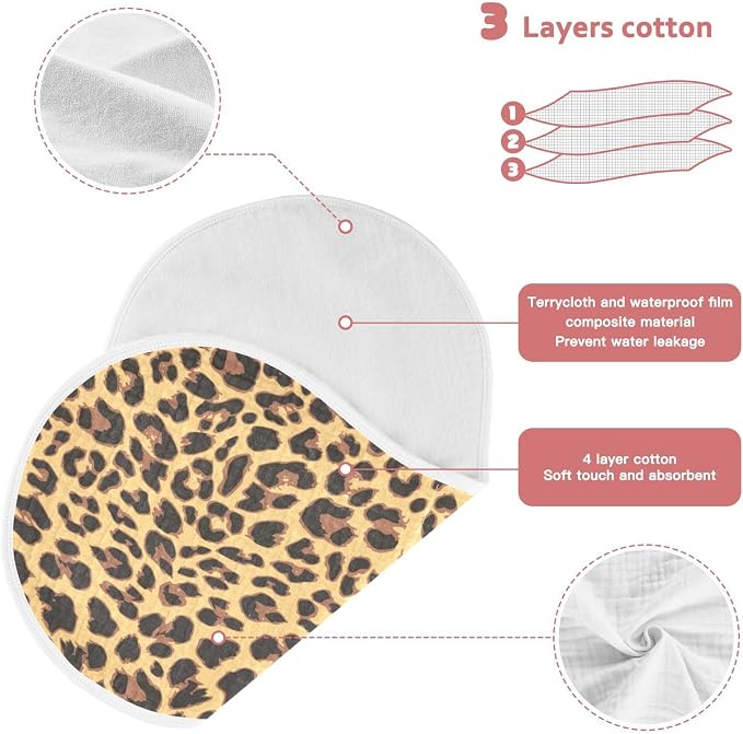 Muslin Burp Cloths for Baby Boys and Girls - 1-Pack Ultra Absorbent Leopard Print Muslin Washcloths, Newborn Towel, Milk Spit Up Rags, Burp Cloth Bib for Unisex, 22 x 11 Inch