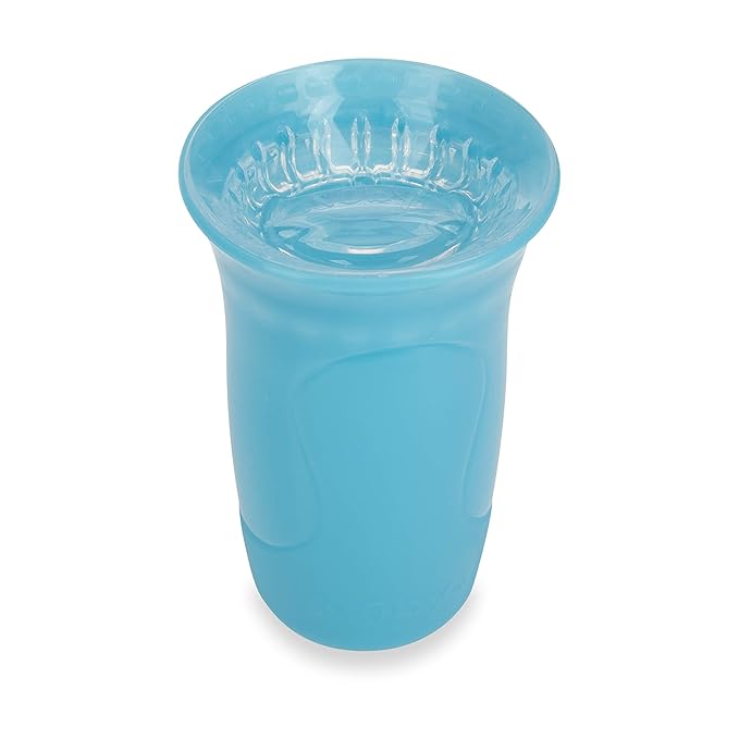 Nuby 3-Piece No-Spill Smart Edge 360 Cup with Touch Flo Easy Clean Silicone Rim, 10 Oz, Girl (Color May Vary)