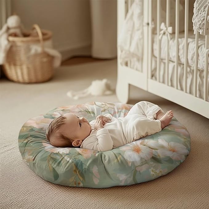 Hummingbird Flower Nursing Pillow Cover Floral Neutral Breastfeeding Pillow Cover Fits 26in*24in Nursing Pillow for Baby Boy Girl,Neutral Baby Nursing Pillow Cover Pillow Not Included