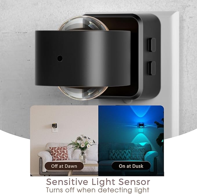 Briignite Night Light Projector, RGB Color Changing Night Light for Kids, 180° Rotating Night Lights Plug into Wall, Dusk to Dawn Sensor, RGB Ambient Lighting for Gaming Room Bathroom Gifts, 2 Pack