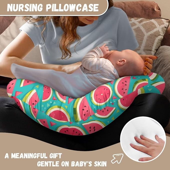 Multi Watermelon Breastfeeding Pillow Cover with Rainbow Tie-dye Santa Claus and Snowflake Ultra Soft Comfortable Newborn Nursing Pillow Case Breathable and Washable