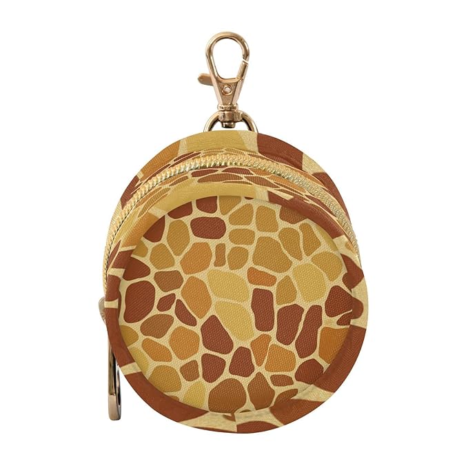 Pacifier Holder with Clip Pacifier Case for Diaper Bag Round Baby Pacifier Pouch Box Bag Portable Yellow Giraffe Skin Print