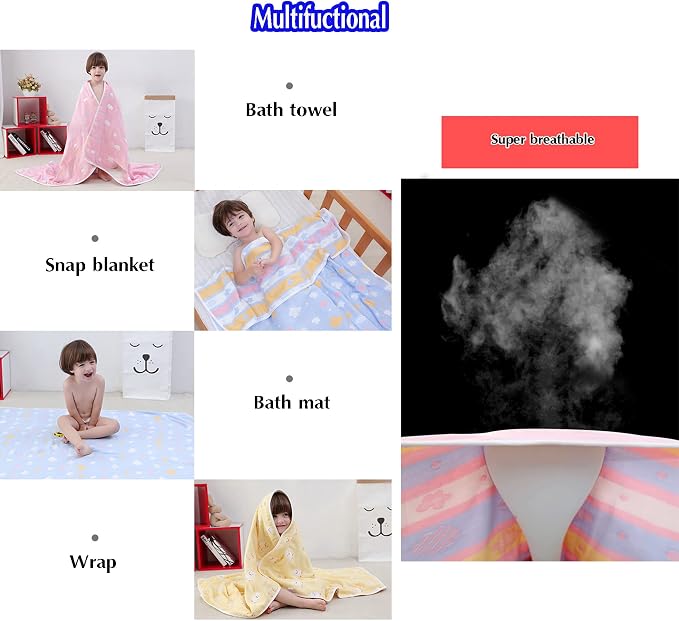 TONWHAR Muslin Baby Blankets,6-Layer Cotton Gauze, Soft and Breathable Baby Quilt,Kids Summer Blanket,Baby Bath Towel (Helicopter)