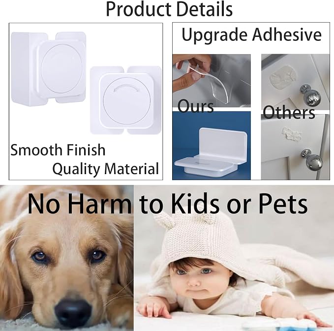Corner & Flat Drawer Locks Baby Proofing, Refrigerator Lock Child Safety for Filing Cabinets Door Edges Oven Cupboard Kitchen Room, Fridge Latches Petproof for Toddler Cat, Upgarde Adhesive