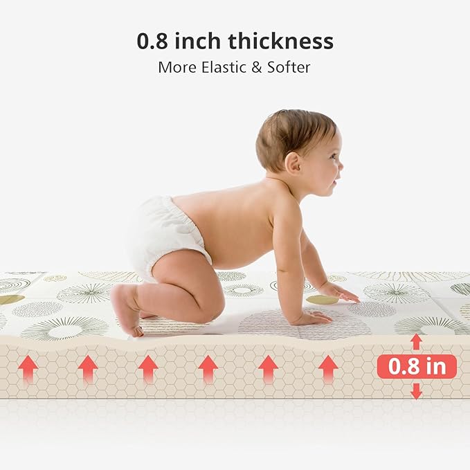PIGLOG Baby Play Mat for Floor,Baby Play Mat for 59''x 59''Playpen,Reversible,0.8 in Thick Waterproof Playmat,Anti-Slip Floor Playing Mats,Non-Toxic,Baby Playmat for Indoor and Outdoor Use,Circle