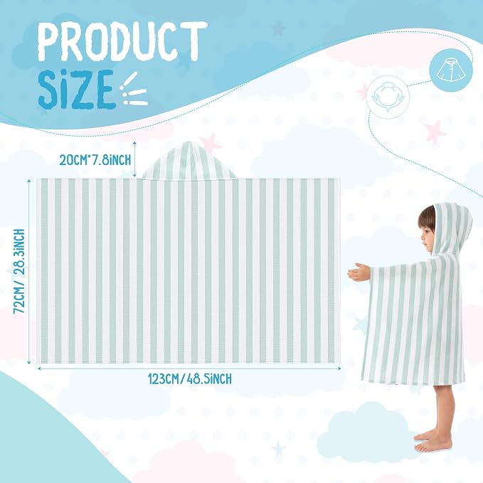 Mindsoft Muslin Hooded Beach Towel for Kids 1-3 Years 30" x 50" Toddler Beach Towel Poncho Soft Fast Drying Absorbent Blankets for Baby Shower Pool Bath Travel Swimming Essentials(Green)