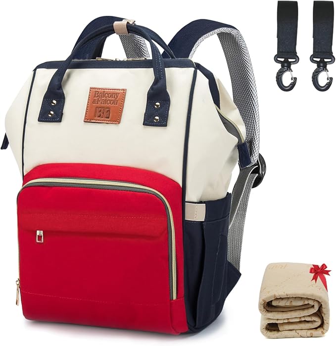 BALCONY & FALCON Multi-Functional Diaper Bag Backpack with Changing Pad Waterproof Nappy Bag