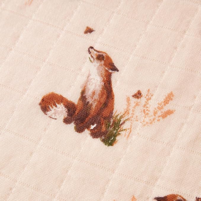 Milkbarn Baby Swaddle Blanket - Soft & Gentle 100% GOTS-Certified Organic Cotton - Nursery Swaddling Blankets for Boys and Girls, Floral Fox