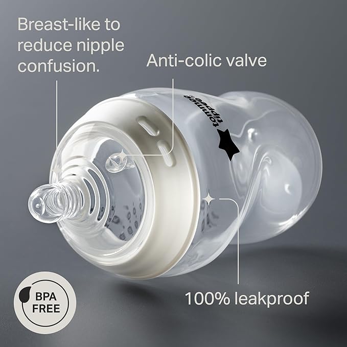 Tommee Tippee Natural Start Ready for Baby Bottle Set, 5oz & 9oz Self-Sterilizing Baby Bottles, Slow & Medium Flow Breast-Like Nipples with Anti-Colic Valves, 0-6 month pacifiers, Travel Bottle Warmer