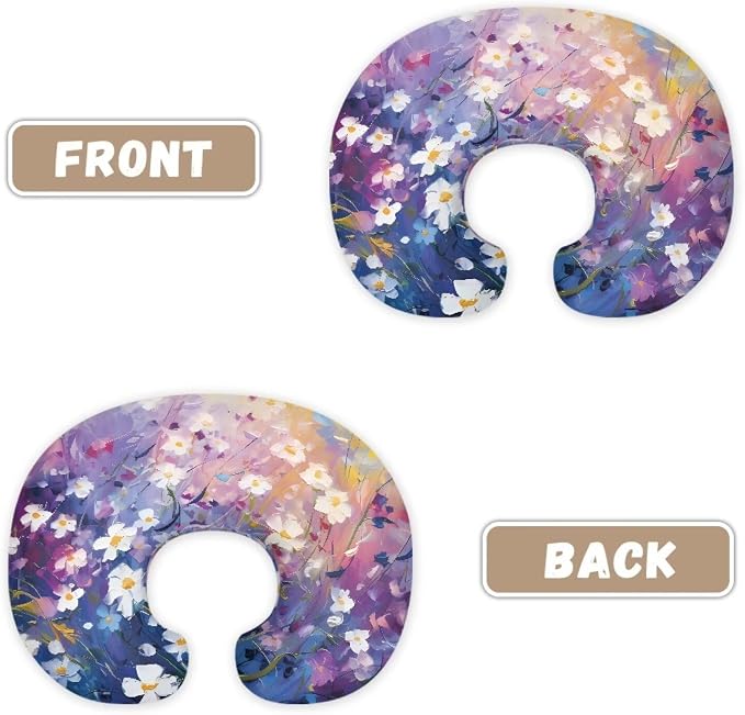 Floral 2 Nursing Pillow Case for Newborn Support for Breastfeeding, Bottle Feeding & Bonding Feeding Pillow Cover Stretchy Comfortable Pillow Slipcover Cover Only