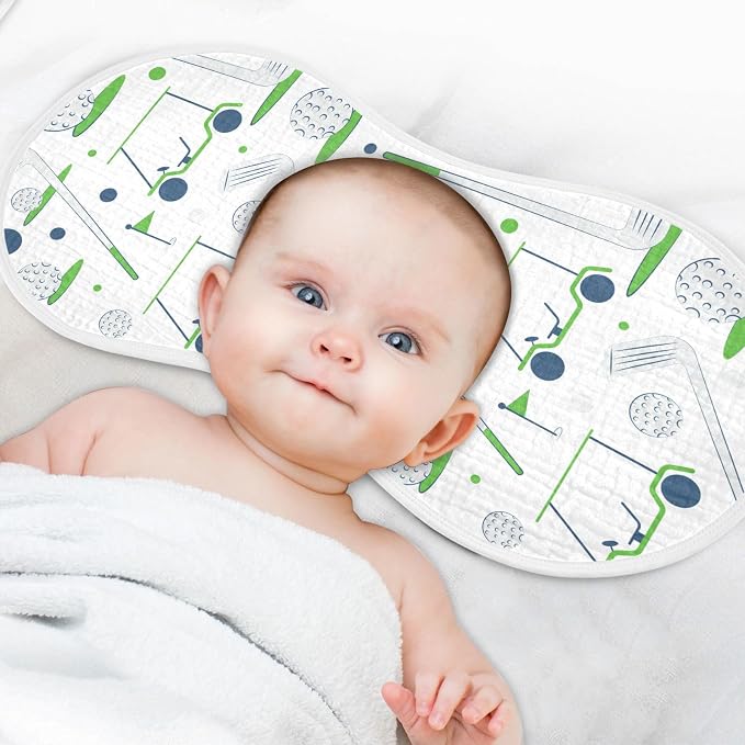2 Pack Muslin Burp Cloths Golf White Print Cotton Baby Burp Cloths Ultra Absorbent Burping Cloth Soft Spit Up Rags for Newborn Must Haves, Large 22" x 11"