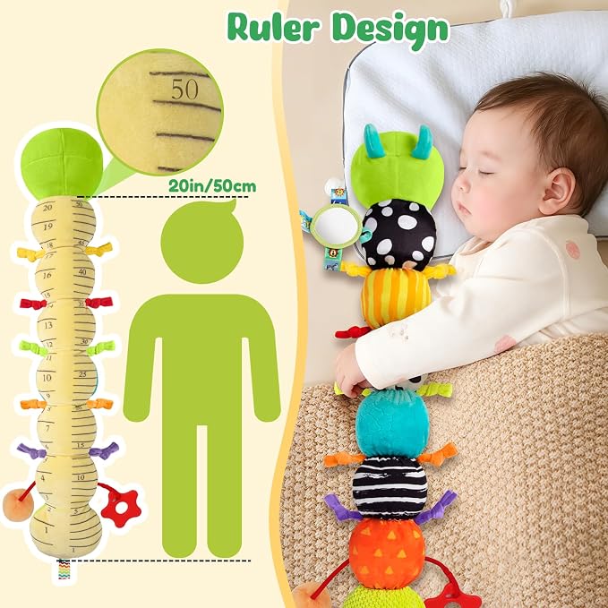 Baby Caterpillar Toys 0-6 6-12 Months, Stuffed Musical Animal Sensory Toys for Babies 3-6 Months with Rattles Crinkle Mirror Squeaker, Infant Tummy Time Toys, Newborn Baby Boy Girl Gifts